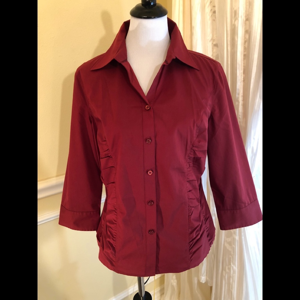 Renuar Ruched Red Blouse - Picture 1 of 6